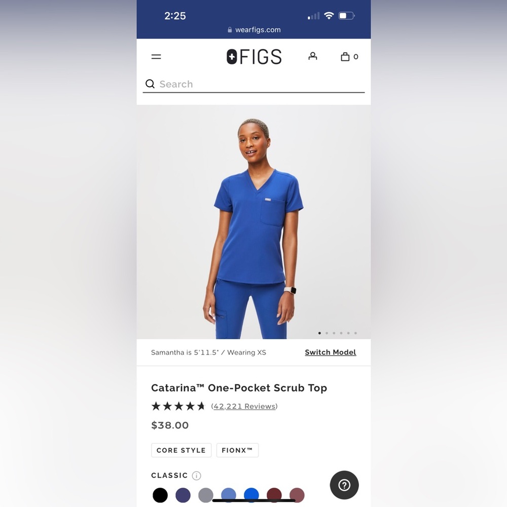 Catrina one pocket scrub top xs bright blue